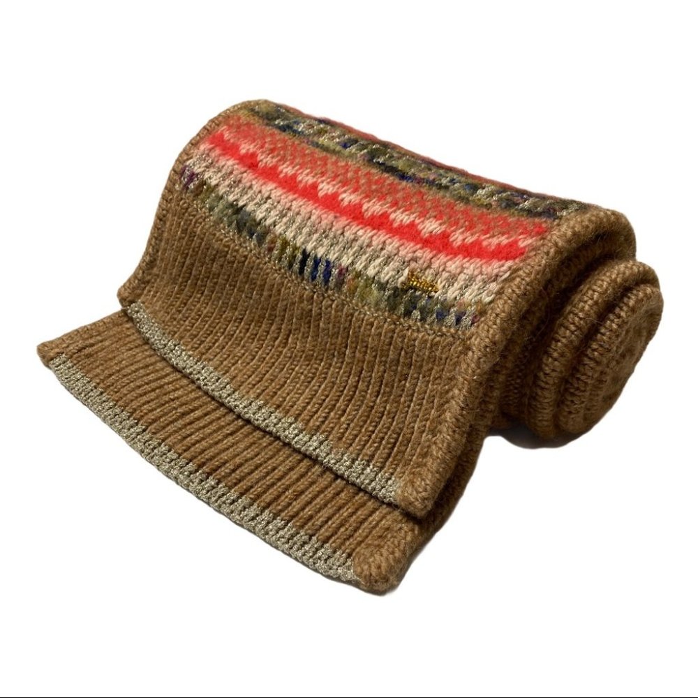 Juicy Couture Long Scarf Brown Cream Red One Size - Picture 2 of 9